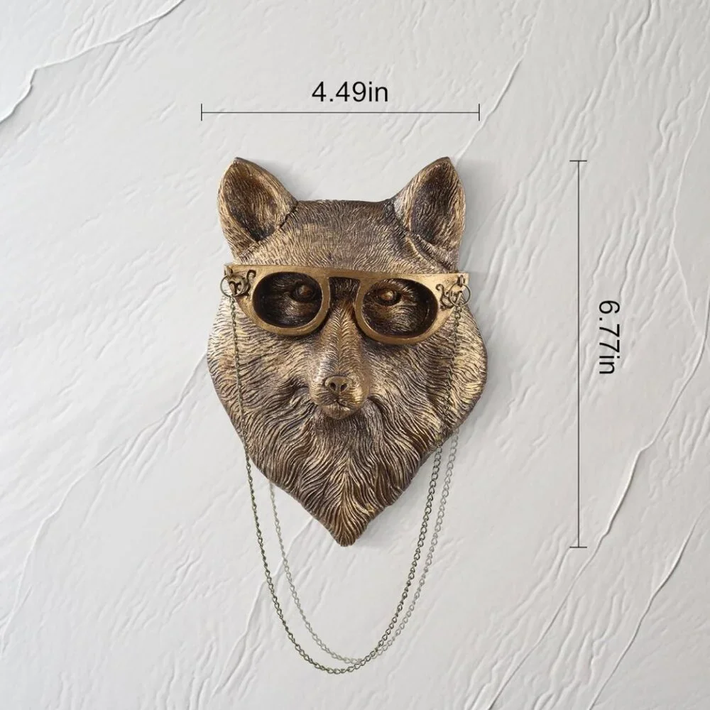 Gold Fox Head with Glasses Wall Décor – Modern Statement Art